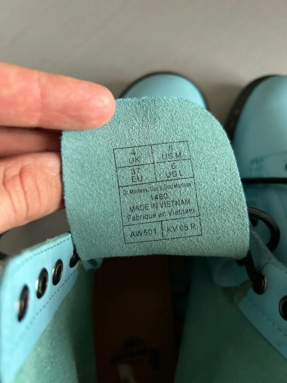 Dr. Martens 1460 Women’s Lace-Up Light Blue Leather Boots - Picture 5 of 6